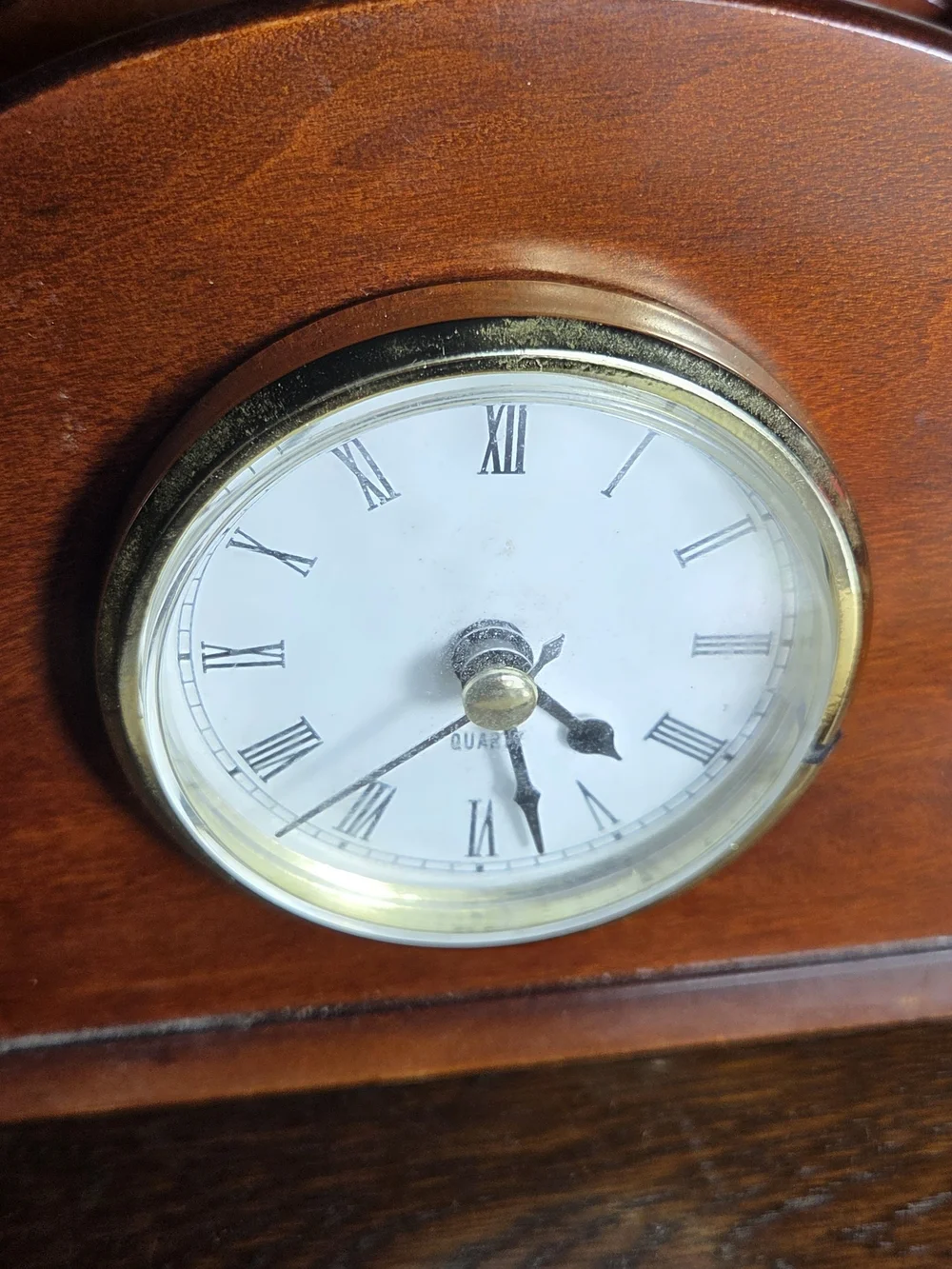 Wooden Desk Clock Organizer in Brown - Unbranded